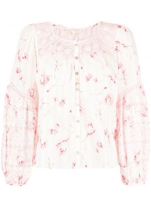 Trykt floral bomull bluse Loveshackfancy hvit