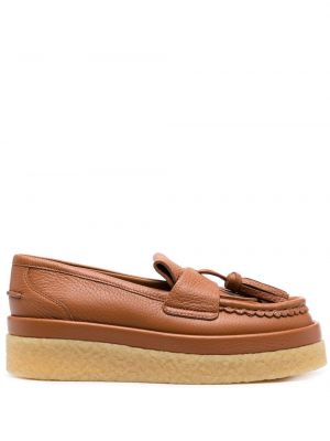 Pantofi loafer din piele cu platformă Chloé maro