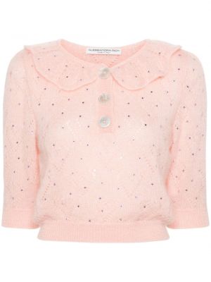 Bluza s kristalima Alessandra Rich ružičasta