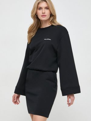 Памучна мини рокля Karl Lagerfeld черно