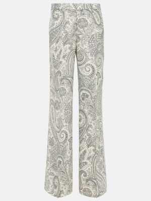 Voľné nohavice s vysokým pásom s paisley vzorom Etro biela