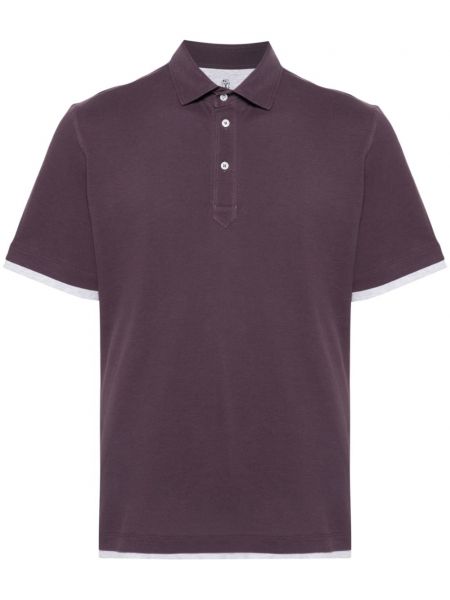 Polo marškinėliai Brunello Cucinelli violetinė