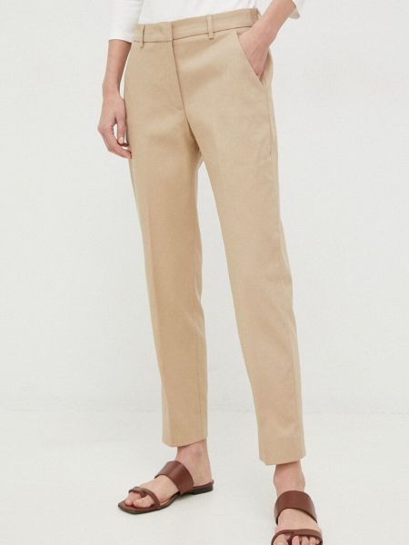 Weekend Max Mara nadrág női, bézs, közepes derékmagasságú egyenes