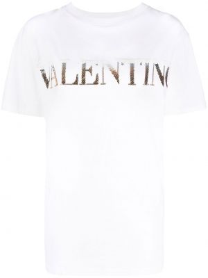 T-shirt aus baumwoll mit print Valentino Garavani weiß