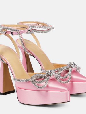 Атласные туфли с бантом на платформе Mach & Mach розовые