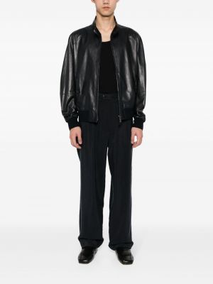 Kožená bunda na zip Giorgio Armani černá