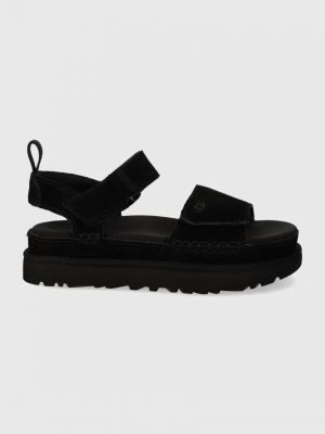 Czarne sandały zamszowe na platformie Ugg