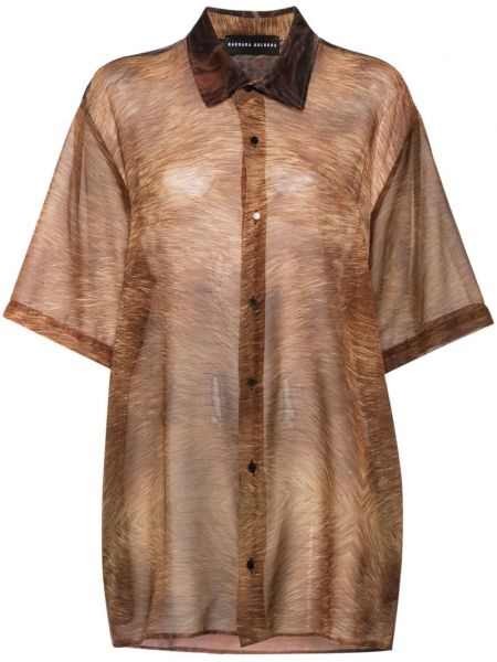 Priehľadná košeľa s potlačou s abstraktným vzorom Barbara Bologna hnedá