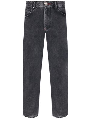 Хлопковые прямые джинсы Philipp Plein серые