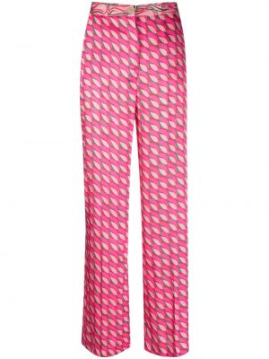 Pantaloni cu picior drept cu imagine cu imprimeu geometric Liu Jo roz