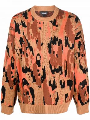 Пуловер с абстрактен десен с кръгло деколте Just Cavalli