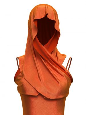 Sukienka koktajlowa z kapturem Margherita Maccapani pomarańczowa