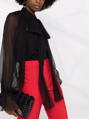 Jedwabna bluzka z kokardką Atu Body Couture czarna
