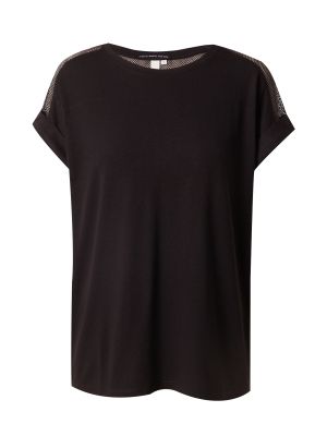 Jednofarebné priliehavé tričko z polyesteru Qs By S.oliver - čierna