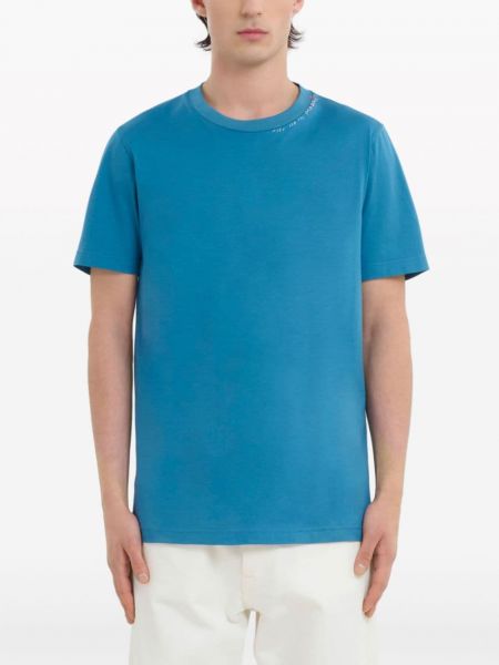 Kokvilnas t-krekls ar ziediem ar apdruku Marni zils