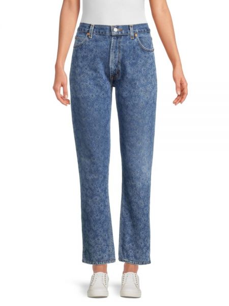 Прямые джинсы в цветочек с принтом Re/done синие