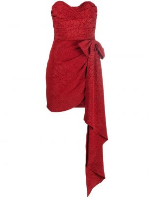 Коктейлна рокля с панделка с драперии Alessandra Rich червено