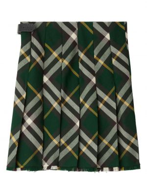 Kostkované vlněné sukně Burberry zelené