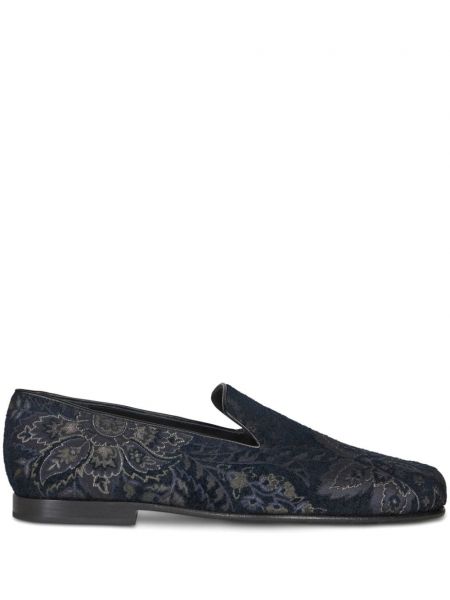 Blomstret loafers i jacquard stof Etro blå