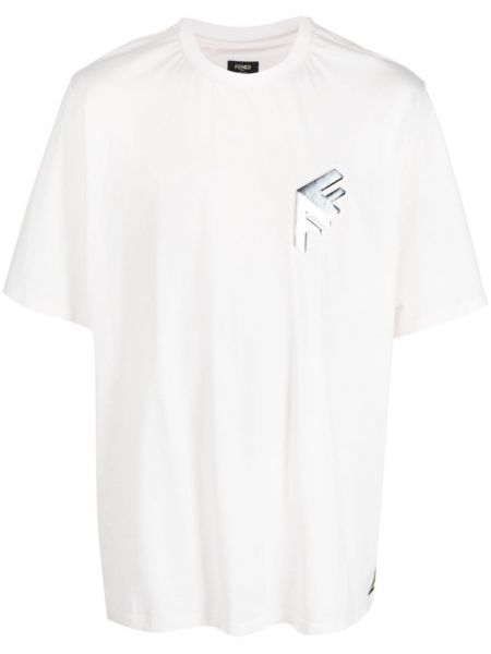Βαμβακερή μπλούζα με σχέδιο Fendi λευκό