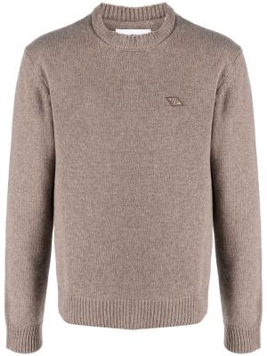 Вълнен пуловер с кръгло деколте Han Kjøbenhavn кафяво