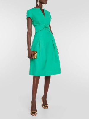Шерстяное платье мини Oscar De La Renta зеленое