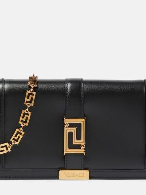 Кожаная сумка через плечо Versace черная