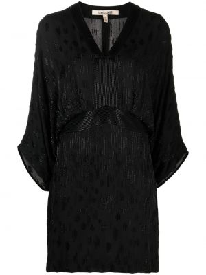 Svilena mini haljina Roberto Cavalli crna