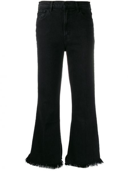 Zvonové džíny s oděrkami J Brand černé