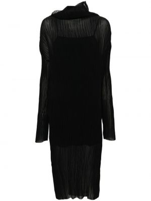 Midi šaty s dlouhými rukávy Mm6 Maison Margiela černé