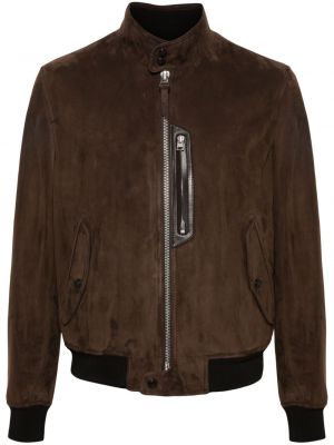 Bomber jakna od brušene kože Tom Ford smeđa