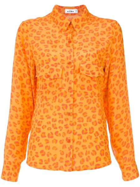 Риза с принт с леопардов принт Amir Slama оранжево