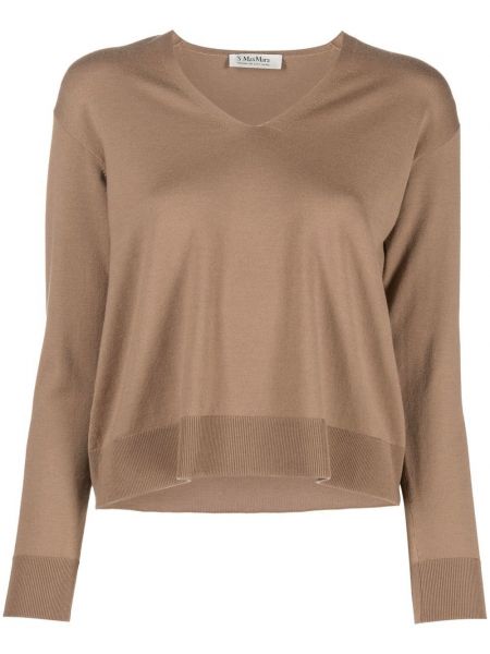 V-hals striktrøje 's Max Mara brun