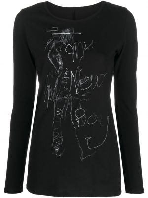 Camicia con stampa Yohji Yamamoto nero