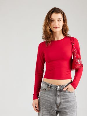 Majica z dolgimi rokavi Hollister rdeča