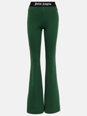 Pantalones rectos de algodón de tela jersey Palm Angels verde