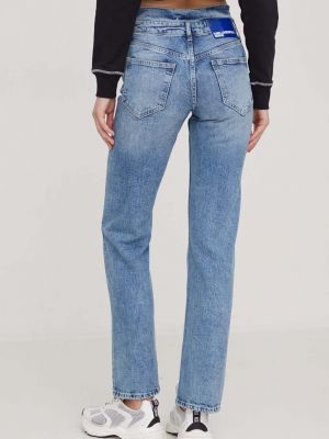 Blugi cu talie înaltă Karl Lagerfeld Jeans albastru