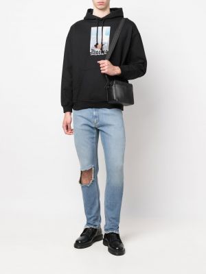 Raštuotas džemperis su gobtuvu Paccbet juoda