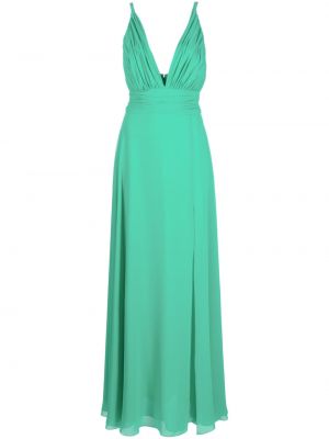 Плисирана вечерна рокля с v-образно деколте Blanca Vita зелено