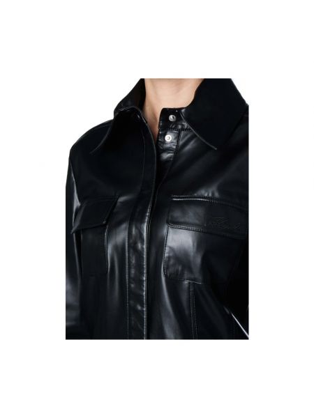 Camisa de cuero sintético Karl Lagerfeld negro
