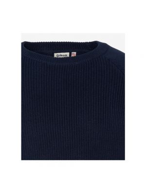 Dzianinowy sweter Schott Nyc niebieski