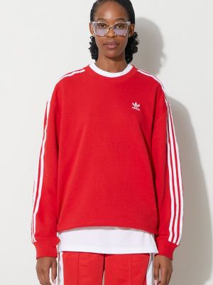 Pulover s črtami Adidas Originals rdeča
