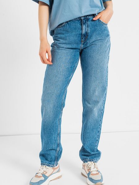 Прямые джинсы с высокой талией Mustang синие