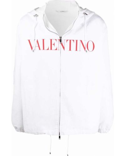 Chaqueta con capucha con estampado Valentino blanco