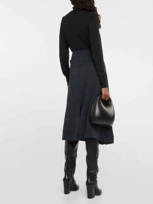 Plisované vlněné midi sukně Lemaire černé
