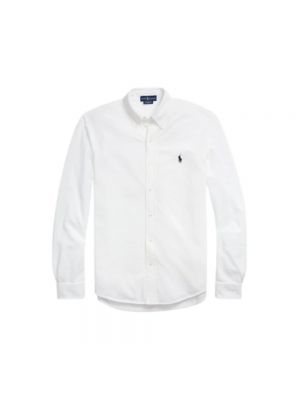 Biała koszula na guziki bawełniana puchowa Ralph Lauren