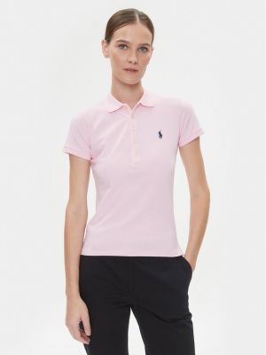 Polo marškinėliai slim fit Polo Ralph Lauren rožinė