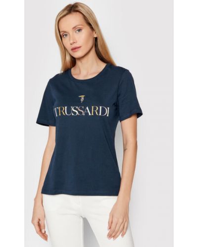 Trussardi Póló Printed Logo 56T00442 Sötétkék Regular Fit