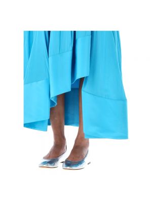 Falda midi de cintura alta de raso Lanvin azul