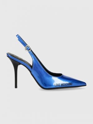 Ниски обувки с висок ток Love Moschino синьо